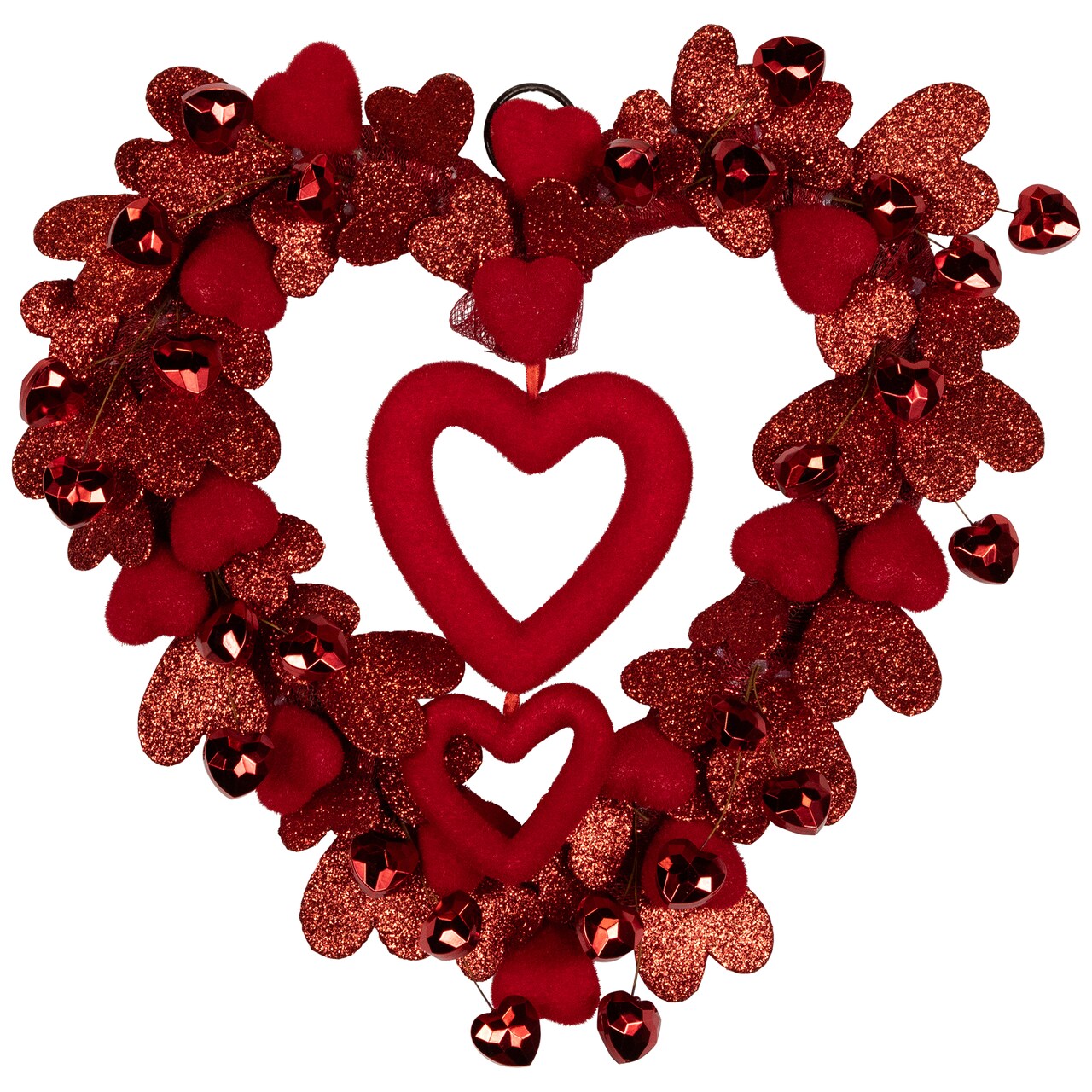 Northlight Heart Shaped Glittered Valentine's Day Wreath - 22" - Red